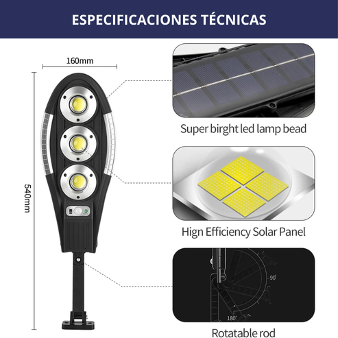 LAMPARA SOLAR RAQUETA DE 400 WATTS
