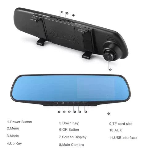 ESPEJO RETROVISOR CON CÁMARA DELANTERA + TRASERA