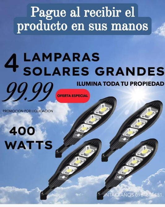 LAMPARA SOLAR  RAQUETA  DE  400 WATTS